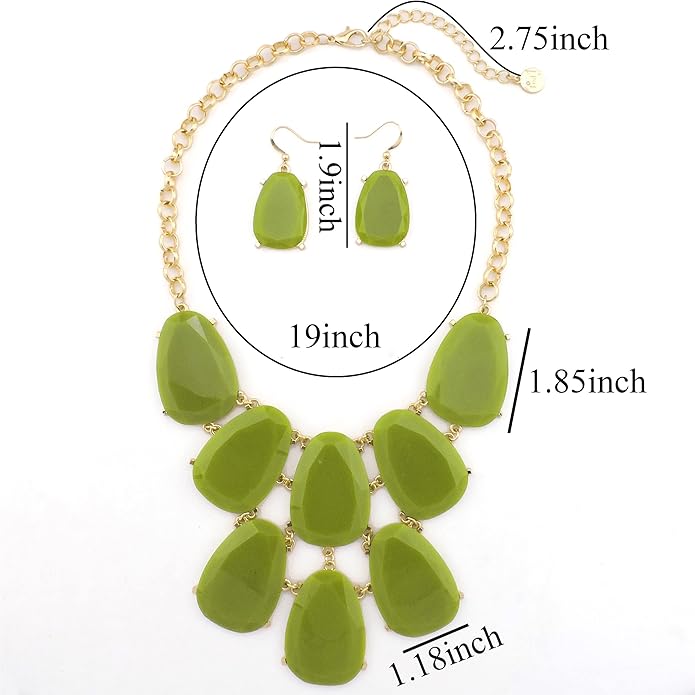 Firstmeet Chunky Bubble Statement Collar Necklace with Earrings for Women