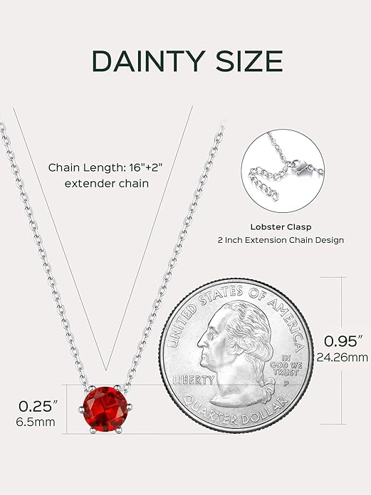 ChicSilver 925 Sterling Silver 12 Months Sparkling Round Cut Created Birthstone Pendant Necklace, 16 Inch Rolo Chain