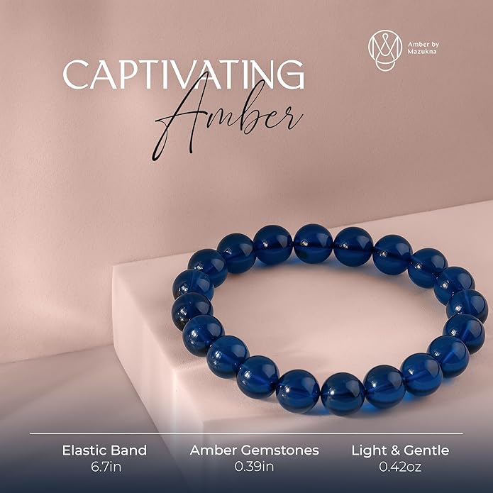 Natural Baltic Amber Bracelet for Women and Men – Stretch Wristband with Faceted Beads, Lightweight Unisex Jewelry Gift for Daily and Casual Wear