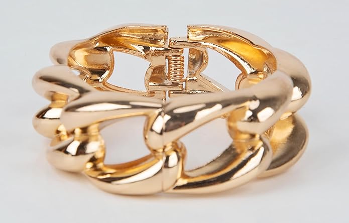 SPUNKYsoul Chain Link Buckle With Rhinestones Cuff Bracelet in Gold, Silver Rose Gold and Gun Metal for Women