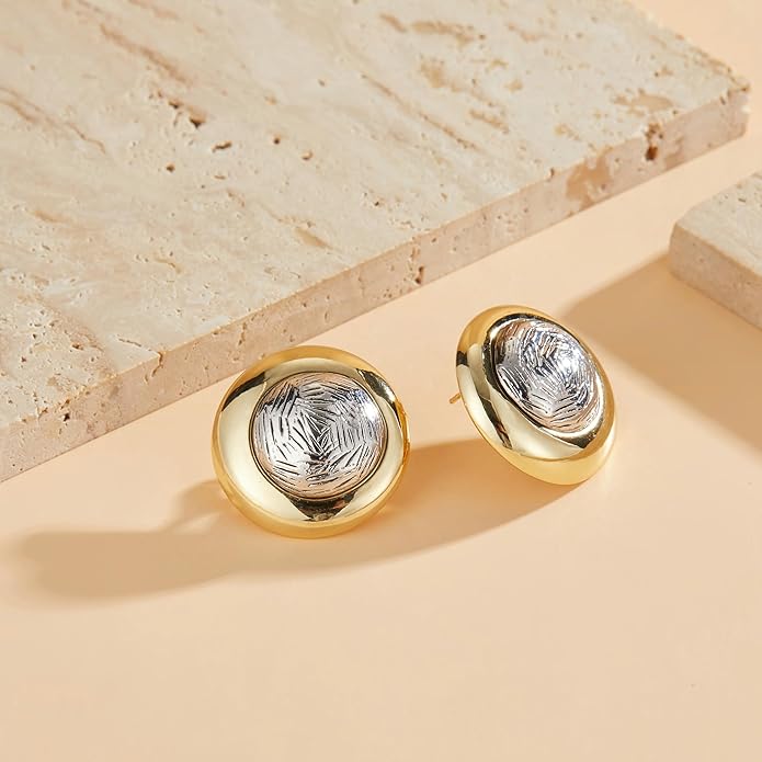 Mytys Two Tone Huggie Hoop Earrings Cross Over Design Twisted Rope Silver Gold Statement Wide Band Clip On Hoops for Women Fashion Jewelry Gift