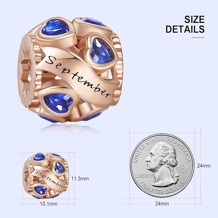 NINGAN Birthstone Charms 925 Sterling Silver Love Heart Openwork Bead for Charm Bracelets and Necklaces with 5A Cubic Zirconia, Birthday Mothers Day Jewelry Gifts Women
