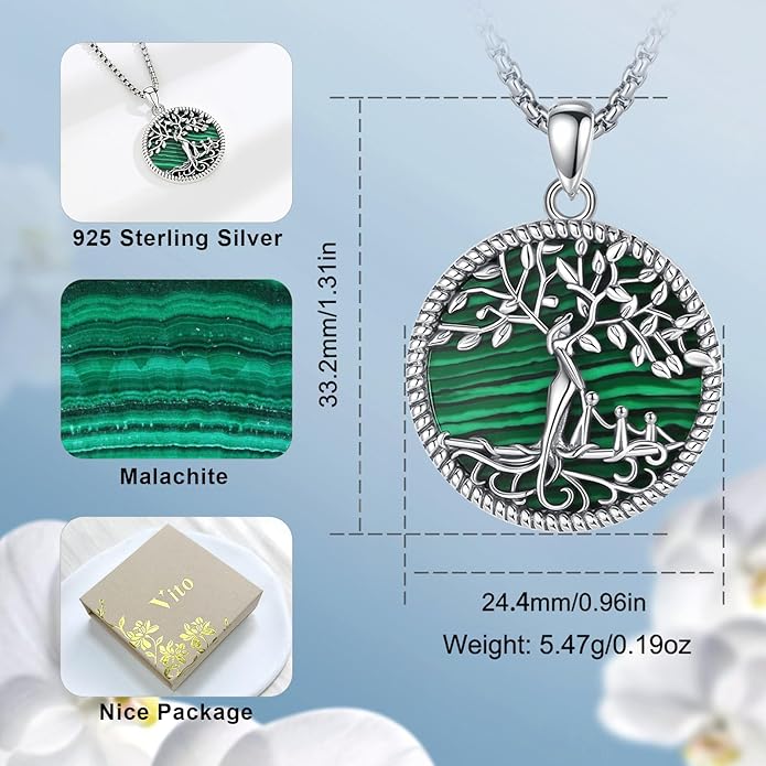 Vito 925 Sterling Silver Tree of Life Necklace for Women, Mother Tree Pendant for Mom Mother Necklace Mother's Day Jewelry Gift for Wife Grandma, 18/22 Inch Chain