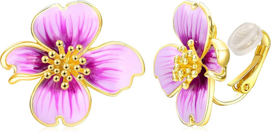 Clip on Earrings Women, 14K Gold Plated Earrings for Sensitive Ears, Fashion Women's Earrings Jewelry Birthday Gift for Wife Grandma Daughter Girls on Christmas Thanksgiving