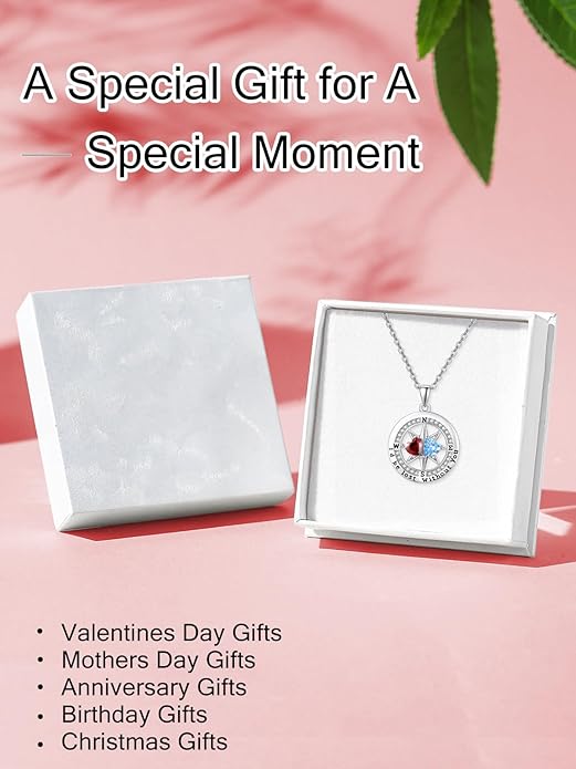 Compass Necklace for Women, Exquisite S925 Valentines Day Anniversary Birthday Gifts for Wife Her Double Birthstone Pendant Jewelry ‘I'd be Lost Without You’