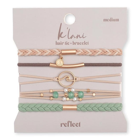 K'lani Reflect Bracelets for Women – Elastic Bracelets and Boho Hair Ties – Cute Hair Ties for Women and Hair Tie Accessories – Stylish Bracelets Boho Style for Hair and Wrist – Set of 5 (Small)