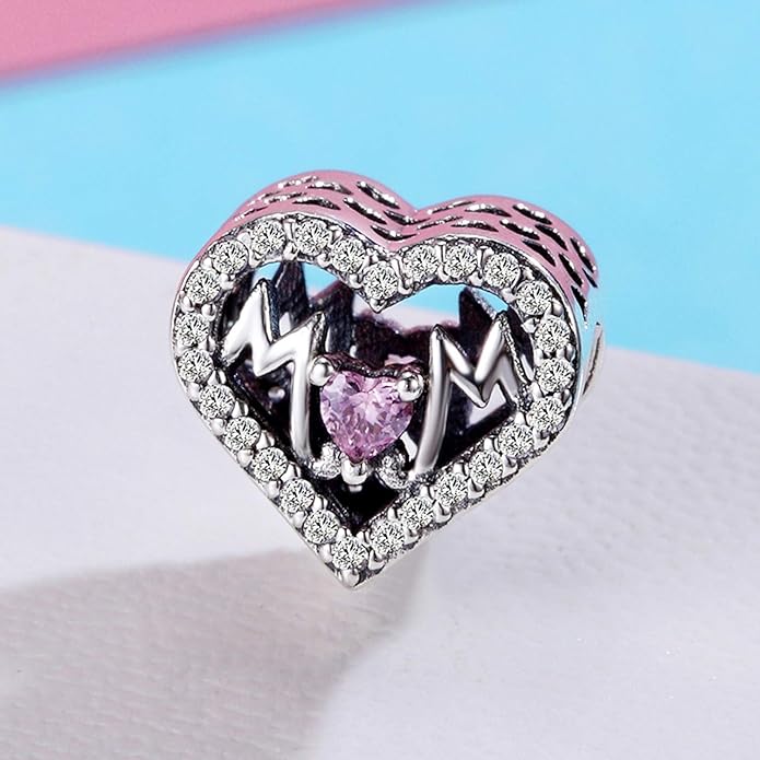 925 Sterling Silver Charms Fit Pandora Charms Bracelet I Love You to The Moon and Back Fit Wife Mom Christmas Birthday Gift