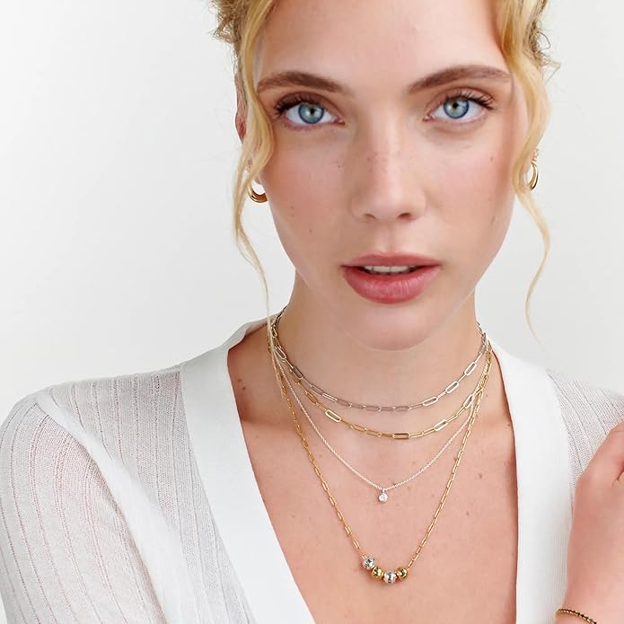 MyNameNecklace Personalized The Balance Charm Necklace with Custom Engraved Beads - Cable/Link Chain - Dainty Gift for Mom, Her - Jewelry for Christmas
