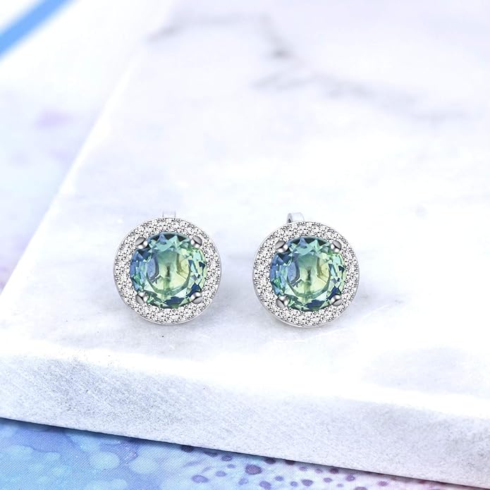 YOQUCOL 8MM Cubic Zirconia Crystal Clip On Stud Earrings Round Non Pierced Earrings for Women