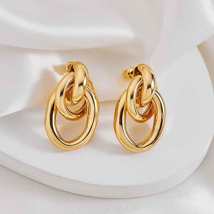 Gold Geometric Drop Dangle Earrings for Women Long Link Dangle Earrings Jewelry Gift