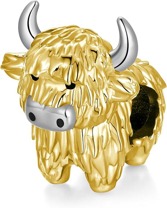 Highland Cow Charm 925 Sterling Silver Cow Charms for Bracelets Cow Jewelry Highland Cow Jewelry Gifts
