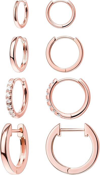 Small Gold Huggie Hoop Earrings Set for Women Men Hypoallergenic 14K Plated Stack Cartilage Earrings, Multiple Piercing Lightweight Mini Thin Cute Dainty Trendy Jewelry Set Christmas Gifts for Women