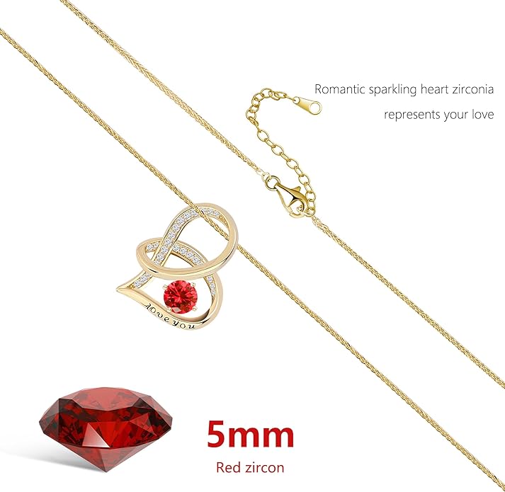 Enduring Hearts Purple Zircon Necklace for Women - 14K Gold Plated Copper Infinity Pendant, Dainty Everyday Jewelry