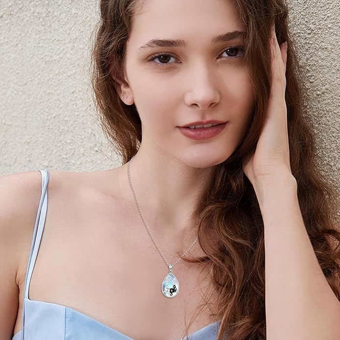 KQF Dragonfly/Butterlfy/Cat/Jellyfish/Bunny/Axolotl/Bee/Mermaid/Hummingbird/Elephant Necklace for Women Sterling Silver Moonstone Pendant Necklace Dragonfly Jewelry Gifts for Women