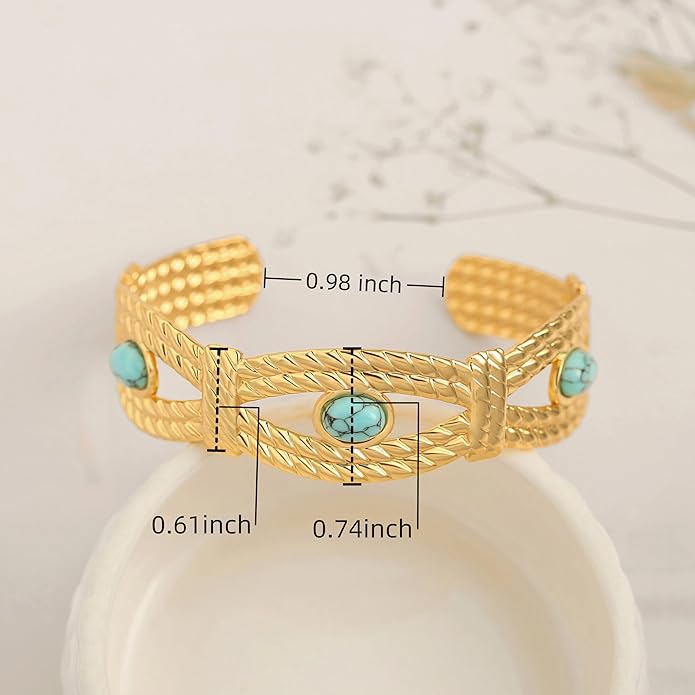 PERNNLA PEARL Dainty Gold Bar Bracelet for Women Simple Delicate Thin Cuff Bangle Hook Bracelet 18K Gold Plated Handmade Minimalist Jewelry