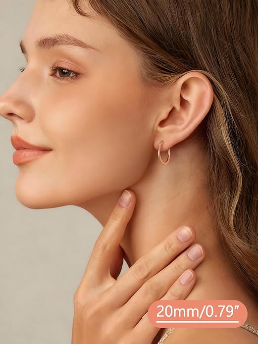 FaithHeart Sterling Silver Hoop Earrings for Women, Hypoallergenic Huggie Hoop Earrings Lightweight Small Cartilage Earrings Hoop Earring Dainty Everyday Earrings 6/8/10/12/14/15/16/18/20mm
