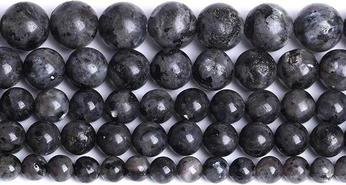 4mm 90pcs Natural Black Labradorite Stone Beads Round Larvikite Beads for Jewelry Making DIY Bracelet 15" (Black Larvikite Labradorite Beads, 4mm)