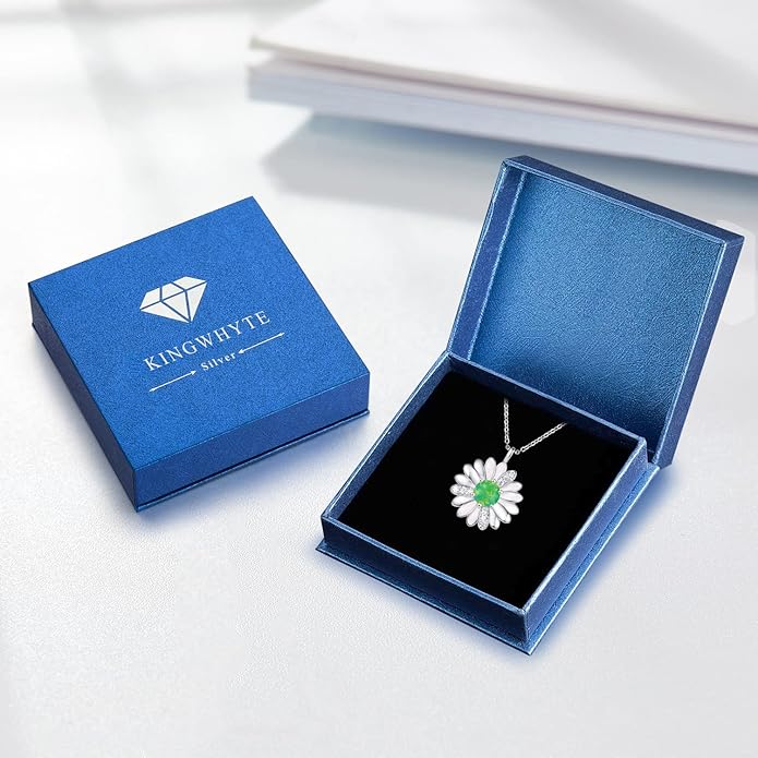 KINGWHYTE Daisy Necklace Gifts for Women 925 Sterling Silver Opal Daisy Pendant Spring Flower Necklace Jewelry Graduation Birthday Celebrate Congratulation Gift