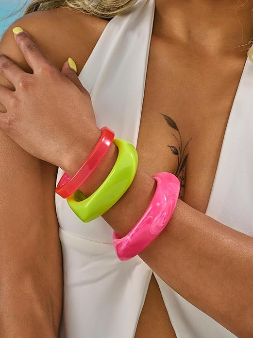 Acrylic Resin Bangles Bracelets for Women Wide Irregular Geometric Wristband Statement Bracelet Punk Chunky Acrylic Resin Bangle