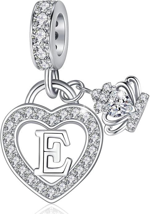 Letter Charms for Charms Bracelet: Silver Heart Alphabet Initial Dangle Charms Bead for Bracelets and Necklaces, Birthday Mother's Day Christmas Jewelry Gifts For Women