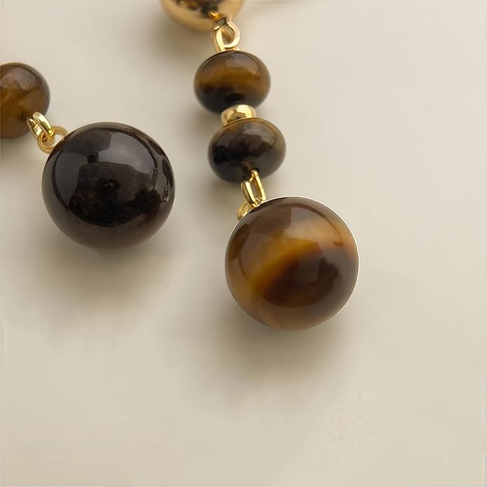 Hupplle Handmade Vintage Boho Dangle Earrings with Natural Stone Crystal Pearl Lightweight Hypoallergenic Elegant Jewelry Gifts for Women
