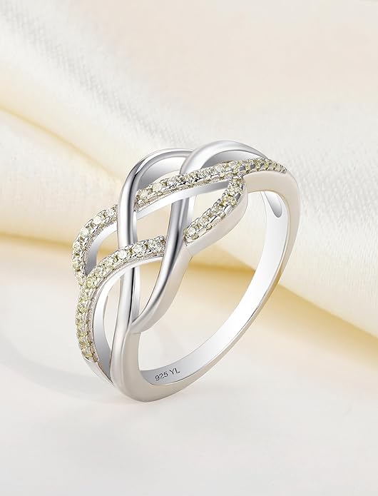 YL Celtic Knot Rings 925 Sterling Silver Twisted Knot Ring Birthstone Infinity Statement Jewelry for Women-size5