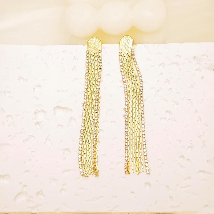 Gold Earrings for Women Trendy, Simple Dainty 14K Gold Plated Paperclip Square Chain Link Dangle Hoops Earrings Pin Stud Huggie Earrings Lightweight Hypoallergenic Minimalist Aesthetic Gold Jewelry for Christmas Gifts