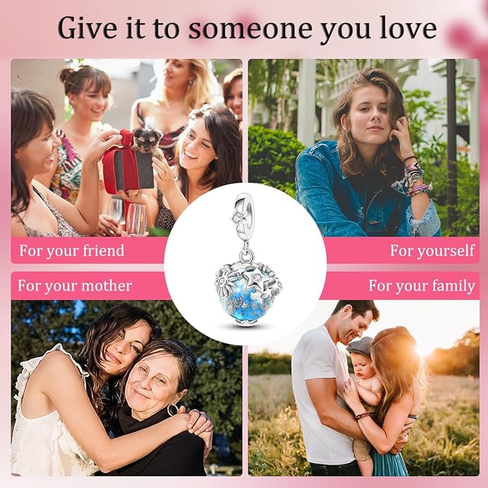 Parmuz 925 Sterling Silver Charm for Bracelet Necklace Dangle Love Mom Ocean travel Butterfly Party Charm Beads Pendants DIY Jewelry for Women