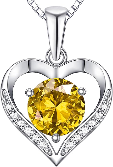 Heart Moissanite Birthstone Necklaces Anniversary/Birthday/Best Friend/Girlfriend/Wife Gifts for Her 925 Sterling Silver Pendant Necklace for Women