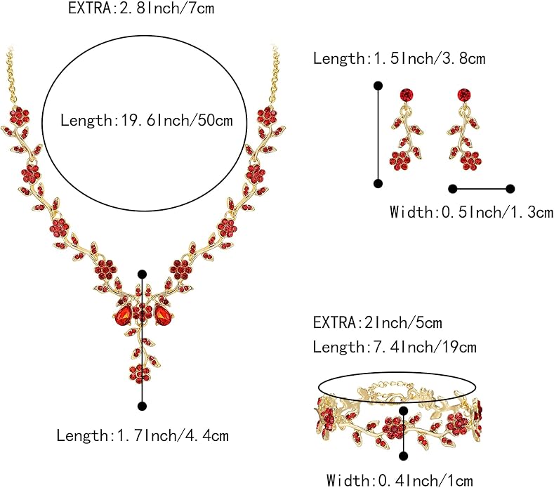 BriLove Women's Wedding Jewelry Leaf Cluster Flower Crystal Dangle Earrings Pendant Necklace Set for Bridal