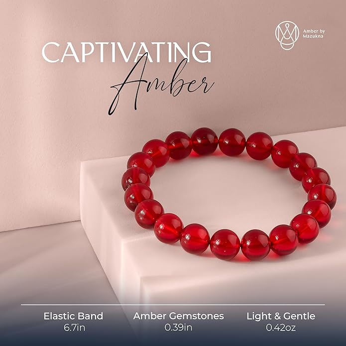 Natural Baltic Amber Bracelet for Women and Men – Stretch Wristband with Faceted Beads, Lightweight Unisex Jewelry Gift for Daily and Casual Wear