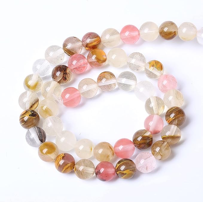 32PCS 12mm Natural Stone Beads Watermelon Tourmaline Gemstone Round Loose Spacer Beads for Jewelry Making DIY Bracelet Necklace 15 Inch,Energy Stone Healing Power