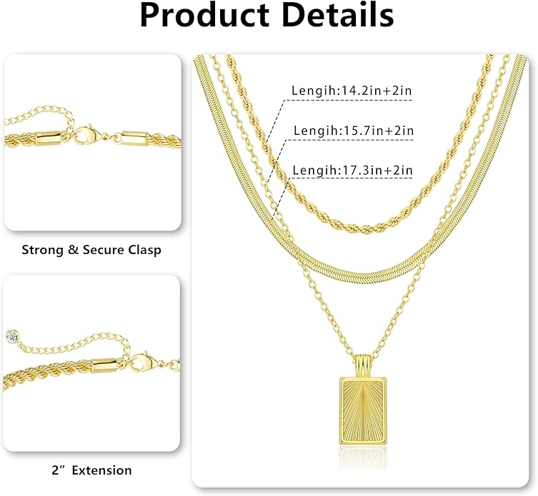 Layered Gold Silver Necklaces for Women, Stackable Stack 14K Real Gold Plated Silver Chain Necklace Diamond Circle CZ Layering Pendant Necklaces Trendy Gold Jewelry Set Gifts