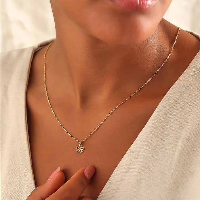 14K Gold Plated Dainty Pendant Butterfly Bead Boot Bee Baseball Flower Compass Airplane Heart Hummingbird Tree Necklace Simple Jewelry Gift for Women