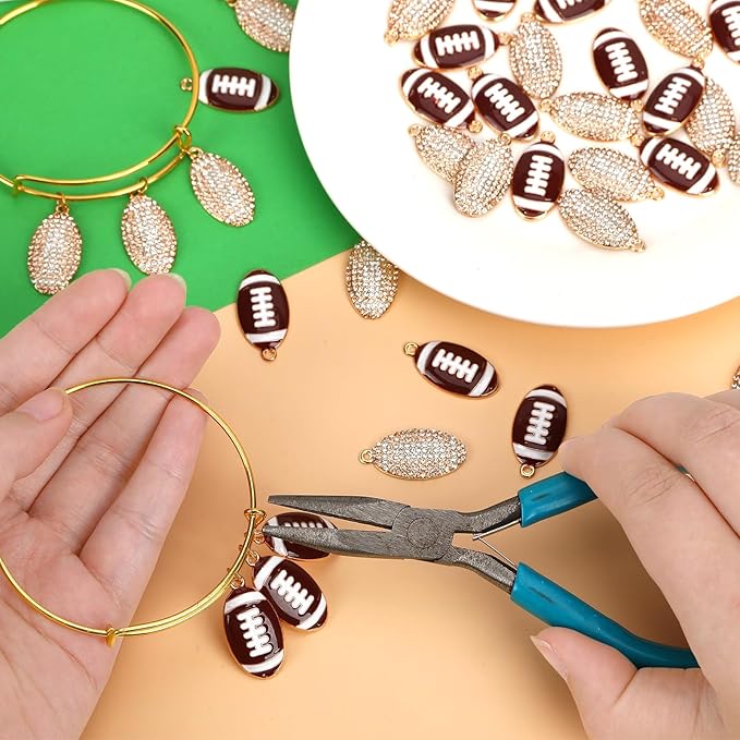 MARFOREVER Sports Charms, 40 Pcs/20 Pairs Football Charms for Jewelry Making, Enamel Rhinestone Ball Game Charm Pendants for Bracelet Necklace Earrings Making and DIY Crafts