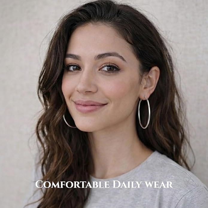 Hypoallergenic 18K Gold Plated Hoop Earrings for Women,Gold Surgical Steel Hoops Earrings, Big Large Thin Hoop Earring for Women, Classic Hoops Everyday Wear 30/40/50/60mm