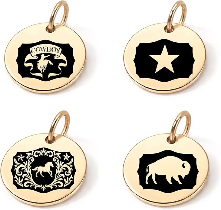 SM Design Western Charm Set of 4 – Stainless Steel Western Charms for Bracelets & Necklaces – Cowgirl, Ranch & Country Style Jewelry Charms – Western Gift for Women & Moms