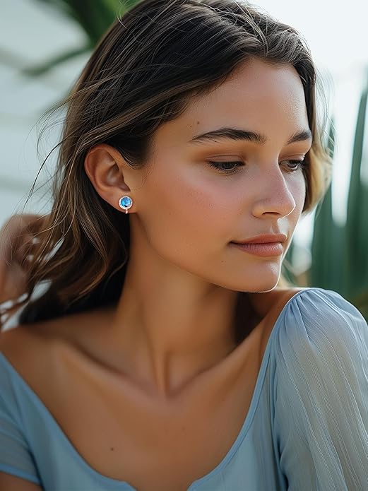 Silvora 925 Silver 8MM Cubic Zirconia Birthstone Clip On Stud Earrings Round Non Pierced Earrings For Women,Come with Box