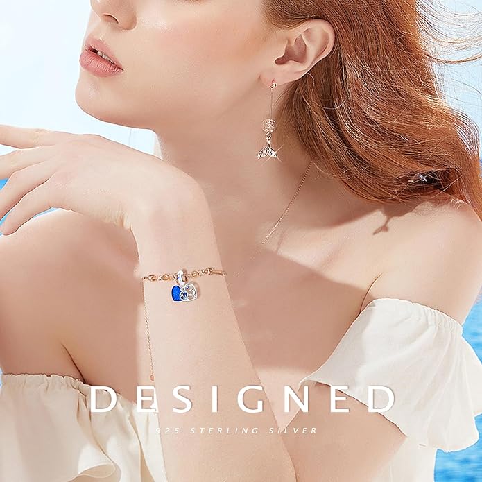 925 Sterling Silver Charms Bead for Bracelets Necklaces, Star Moon Crescent Sun Solar Pendent, Blue Ocean Starfish Shells Turtle Crab Starry Sea Cute Jewelry Birthday Gifts for Women Men