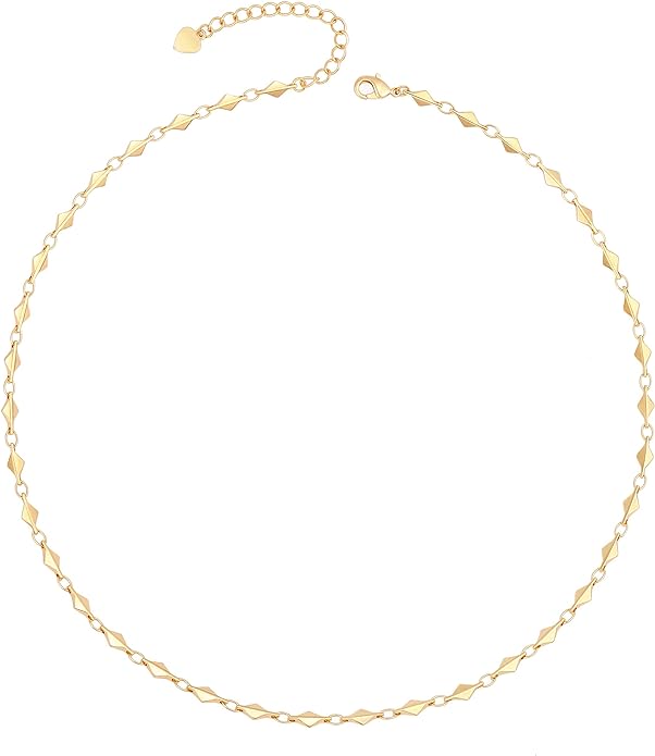 Aobei Pearl 18K Gold Plated Paperclip Chain Choker Satellite Chain Freshwater Cultured Biwa Pearl Pendant Necklace Dainty Jewelry for Women