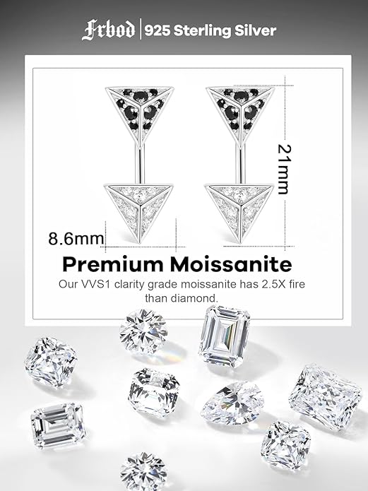 Color-D VVS1 Clarity Moissanite Leaf Angel Wings Dangle Earrings, Solid 925 Sterling Silver with Gold/White Gold Plated, Christmas Birthday Mother's Day Anniversary Earrings for Her