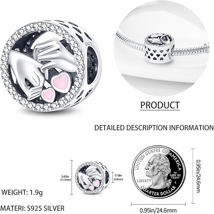 Charm Beads for Women, S925 Sterling Silver Dangle Charm Beads for European Charm Bracelet & Snake Chain Bracelets, Love Family Friendship Butterfly Pet Flower Designs, Gift Box Included