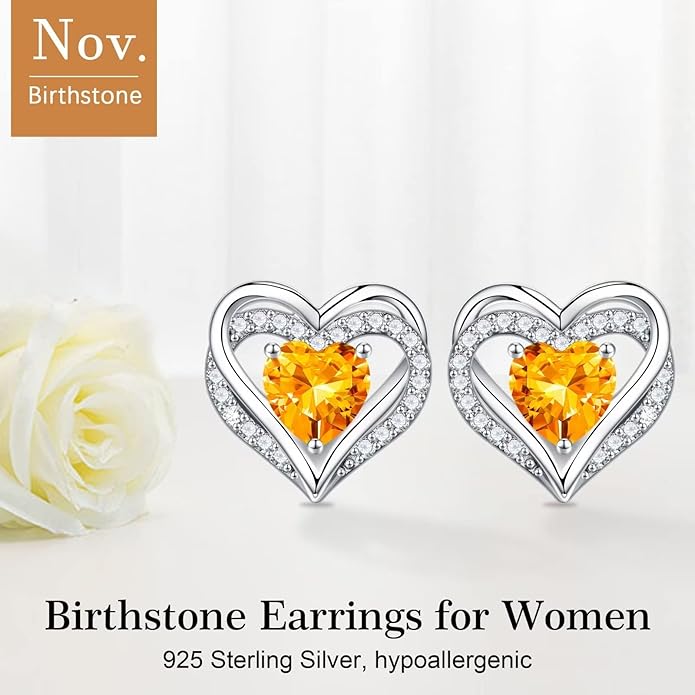 Iefil Valentine Day Gifts for Her - 925 Sterling Silver Heart Stud Earrings Birthday Gifts for Women