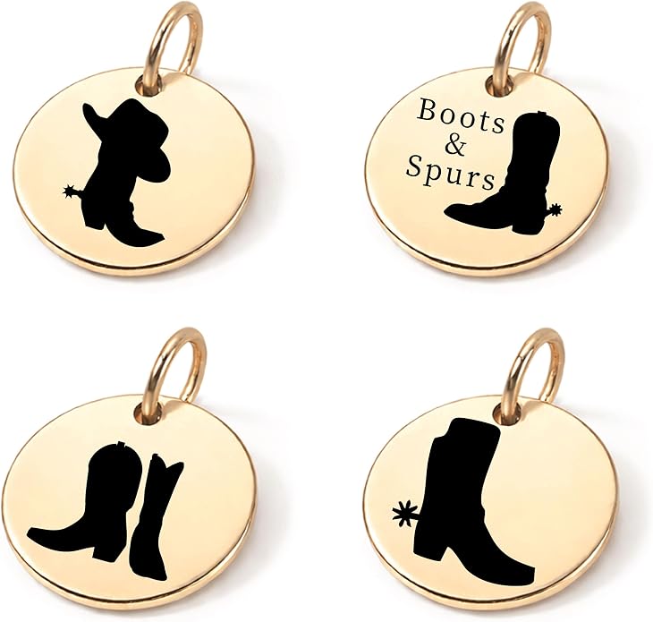 SM Design Western Charm Set of 4 – Stainless Steel Western Charms for Bracelets & Necklaces – Cowgirl, Ranch & Country Style Jewelry Charms – Western Gift for Women & Moms