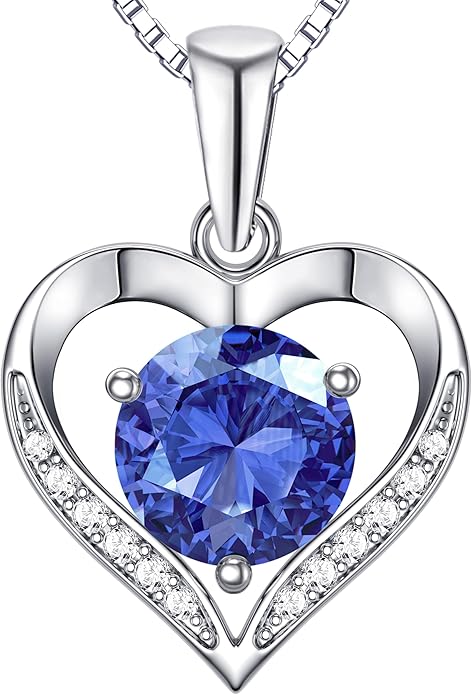 Heart Moissanite Birthstone Necklaces Anniversary/Birthday/Best Friend/Girlfriend/Wife Gifts for Her 925 Sterling Silver Pendant Necklace for Women