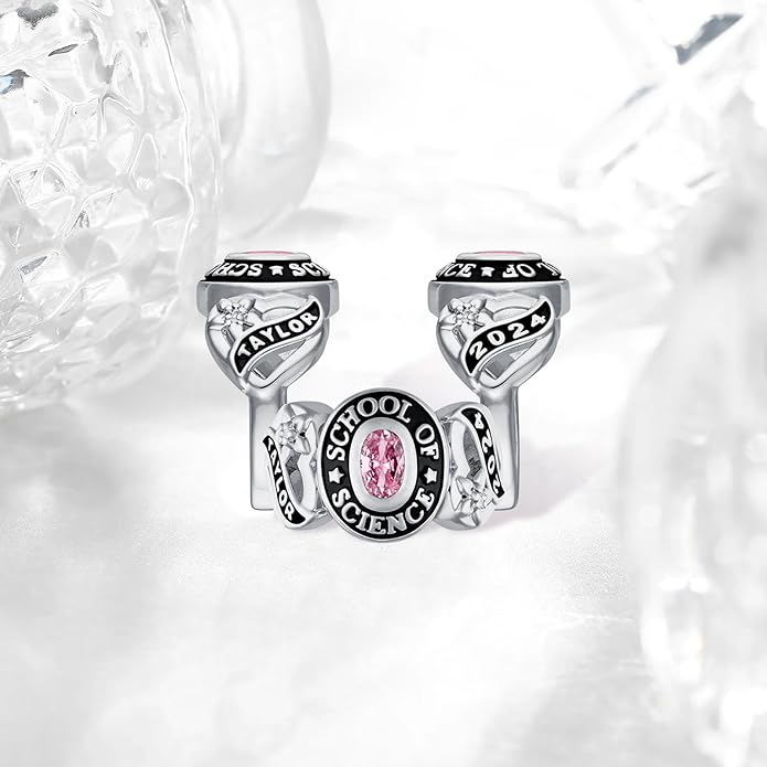 Custom Class Ring 925 Sterling Silver Birthstone Customized Personalized High School College University Women's Class Ring Graduation Gifts