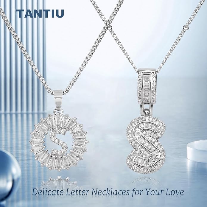 14K Gold Plated Alphabet Necklace Cubic Zirconia Letter Pendant, Personalized Name Jewelry Gift for Women, Customizable A-Z, Birthday/Mothers Day Gifts for Womens