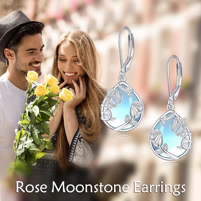 VONALA Flower Earrings for Women 925 Sterling Silver Rose/Lotus/Scottish Thistle/Tulip/Lilac/Mushroom/Pineapple Dangle Drop Earrings Flower Jewelry Gifts for Women Girls Birthday Gifts