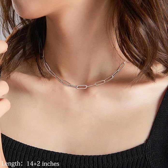 Yoosteel Valentines Gifts for Women Her - Gold Layered Initial Necklaces for Women 14K Gold Plated Dainty Layering Paperclip Link Chain Necklace Coin Initial Necklace Birthday Gifts for Teen Girls