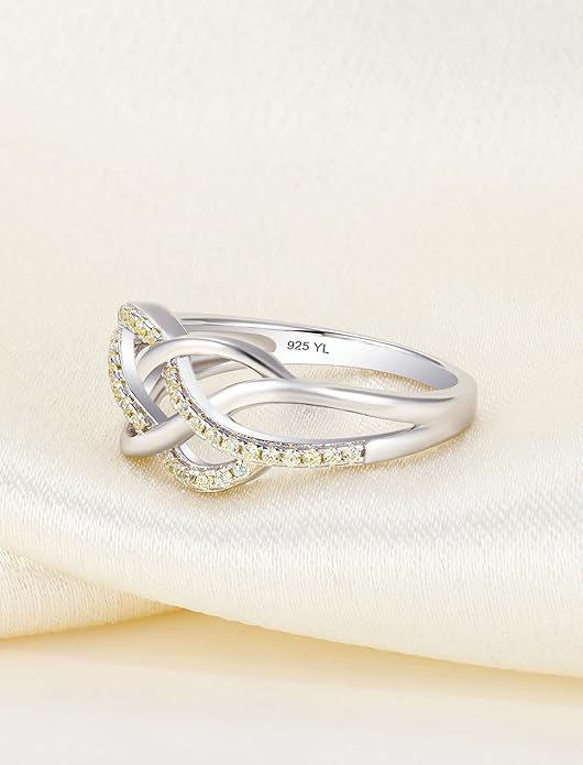 YL Celtic Knot Rings 925 Sterling Silver Twisted Knot Ring Birthstone Infinity Statement Jewelry for Women-size5